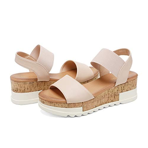Dream Pairs Women's Open Toe Ankle Strap Casual Flatform Sandals