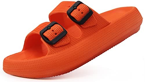 Weweya Adjustable Double Buckle Slides - EVA Flat Sandals for Men and Women