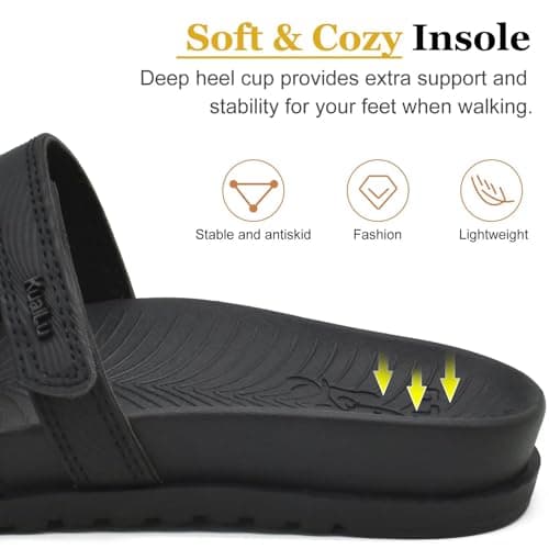 KuaiLu Women's Lightweight Comfort Slides with Arch Support