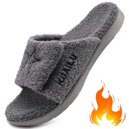KuaiLu Mens Soft Cushion Arch Support Slides for Plantar Fasciitis Summer Slippers Size 7-15