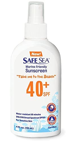 Coral Reef-Safe SPF 40+ Waterproof Sunscreen, Anti-Jellyfish Sting – Body & Face 4 Fl oz Spray