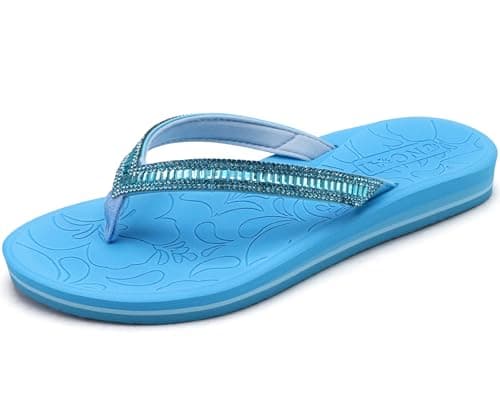 ONCAI Women's Rhinestone Flip Flops with Arch Support and Plantar Fasciitis Relief
