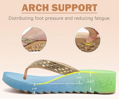 ONCAI Women's Rhinestone Flip Flops for Summer Comfort and Style