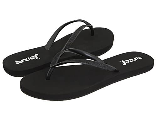 REEF Women's Stargazer Glitter Flip Flops | Soft Cushion, Waterproof (5 M US, Black)