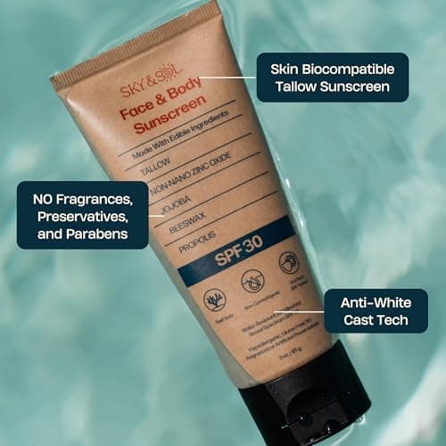 Reef Safe Sunscreen SPF 30 & 50, Natural Tallow & Zinc Oxide, Water Resistant, Fragrance-Free