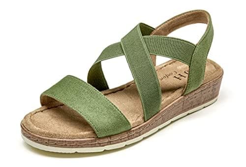 VJHComfort Women's Slip-On Elastic Ankle Strap Slingback Sandals