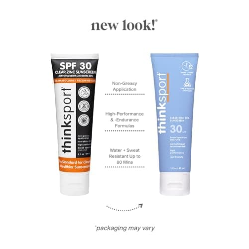 Thinksport Clear Zinc SPF 30, Water Resistant, Reef Safe Sunscreen