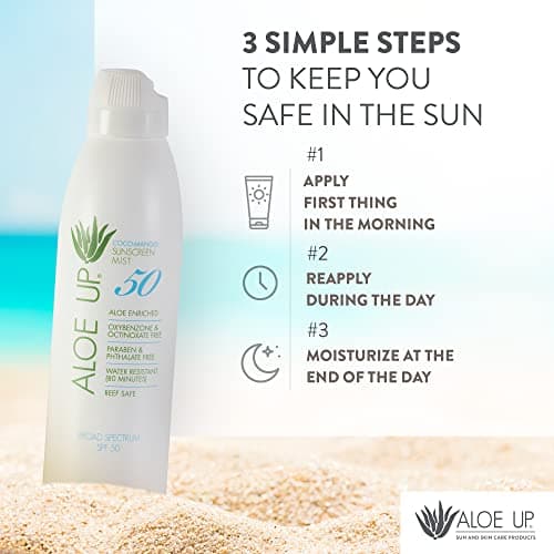 Aloe Up Continuous Sunscreen SPF 50 - Broad Spectrum UVA/UVB Protection - Moisturizing Coconut & Mango