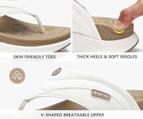 ONCAI Women's Arch Support Flip Flops for Summer Comfort
