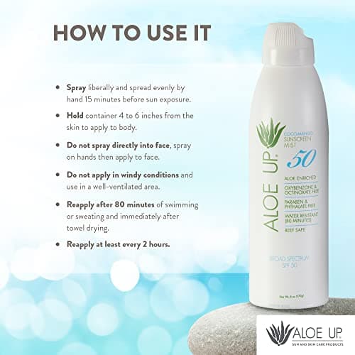 Aloe Up Continuous Sunscreen SPF 50 - Broad Spectrum UVA/UVB Protection - Moisturizing Coconut & Mango