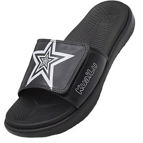 KuaiLu Mens Soft Cushion Arch Support Slides for Plantar Fasciitis Summer Slippers Size 7-15