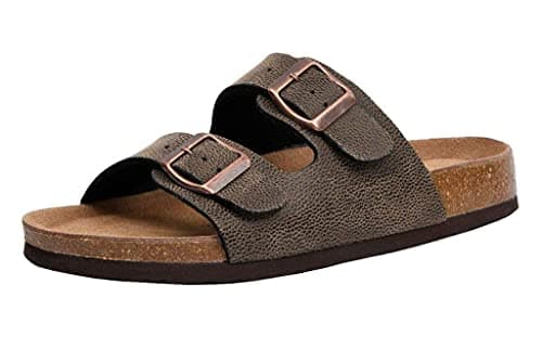 CUSHIONAIRE Lane Cork Footbed Sandals for Women – Comfortable Slip-OnSlides with Suede & Arch Support