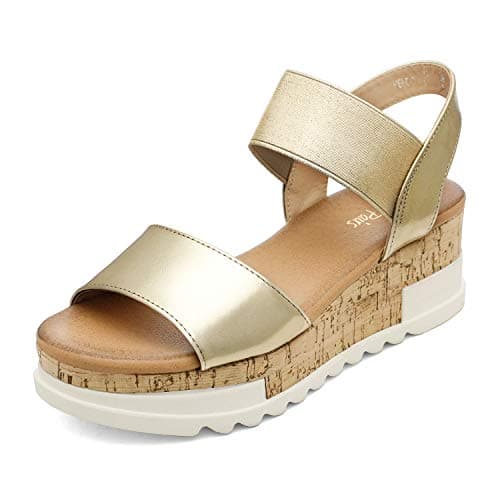 Dream Pairs Women's Open Toe Ankle Strap Casual Flatform Sandals