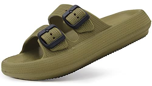 Weweya Adjustable Double Buckle Slides - EVA Flat Sandals for Men and Women