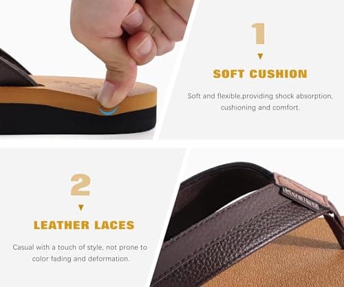 KuaiLu Men's Yoga Mat Flip Flops with Arch Support Cushion Comfort