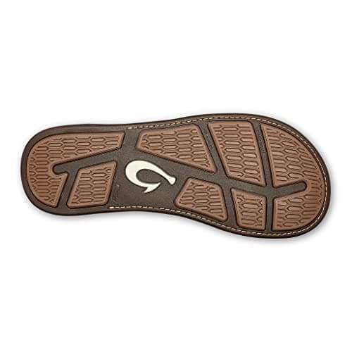 OLUKAI Tuahine Men's Quick Dry Beach Flip-Flops, Waterproof Leather & Wet Grip Soles