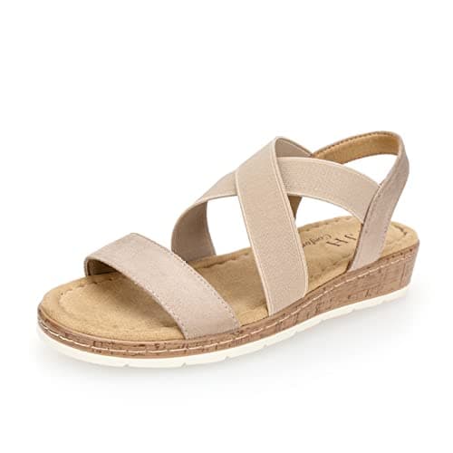 VJHComfort Women's Slip-On Elastic Ankle Strap Slingback Sandals
