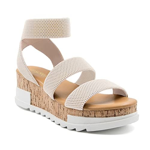 Athlefit Women's Wedge Sandals with Cork Strap Platform