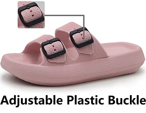 Weweya Adjustable Double Buckle Slides - EVA Flat Sandals for Men and Women