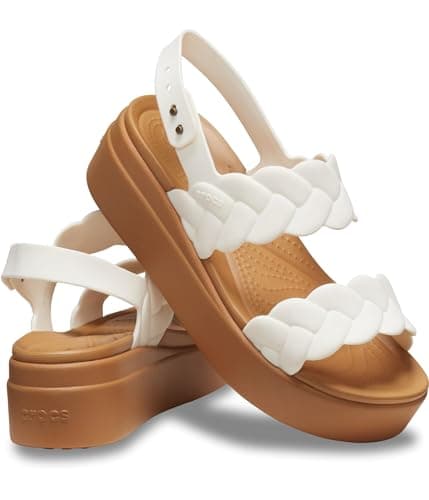 Crocs Women's Brooklyn Low Wedge Sandal, Chalk Woven, Size 7