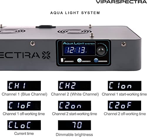 VIPARSPECTRA 165W Full Spectrum LED Reef Light for Saltwater Tanks
