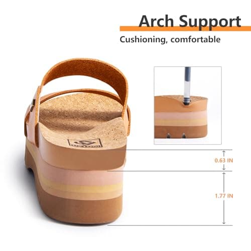 Ustogi Women's Higher Platform Arch Support Beach Sandals