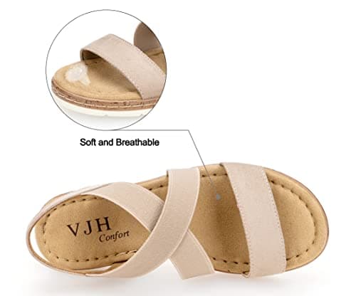 VJHComfort Women's Slip-On Elastic Ankle Strap Slingback Sandals