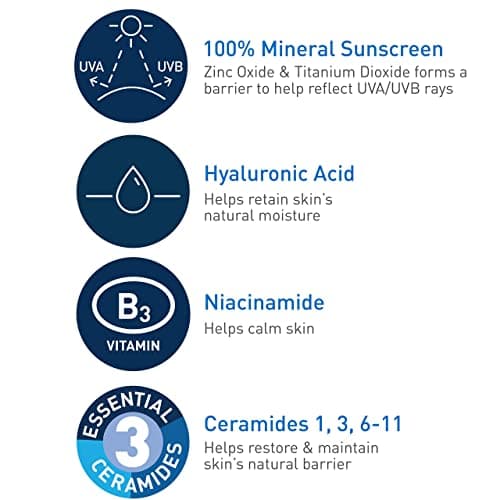 CeraVe Mineral Face Sunscreen SPF 50, Oil Free, Travel Size
