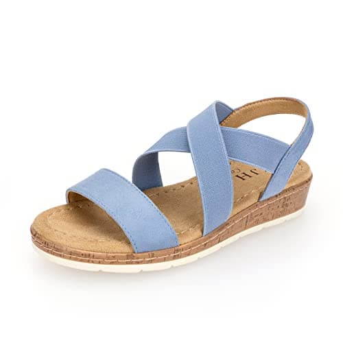 VJHComfort Women's Slip-On Elastic Ankle Strap Slingback Sandals