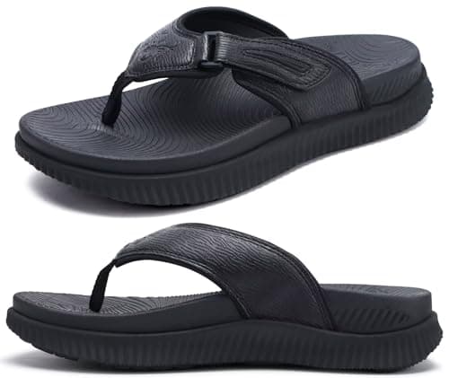 KuaiLu Men's Water Resistant Orthotic Flip Flops with Arch Support