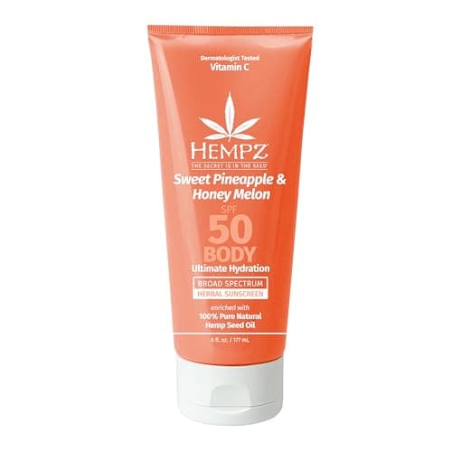 Hempz Daily Body Sunscreen SPF 50, Sweet Pineapple, Reef Safe, Vegan, 6 oz
