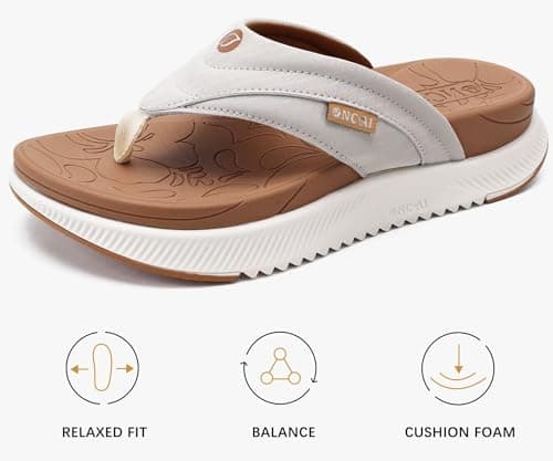 ONCAI Women's Arch Support Flip Flops for Summer Comfort Size 6-12