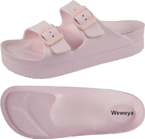 Weweya Women's Arch Support Platform Sandals with Adjustable Buckle