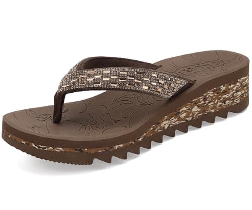 ONCAI Women's Rhinestone Flip Flops for Summer Comfort and Style