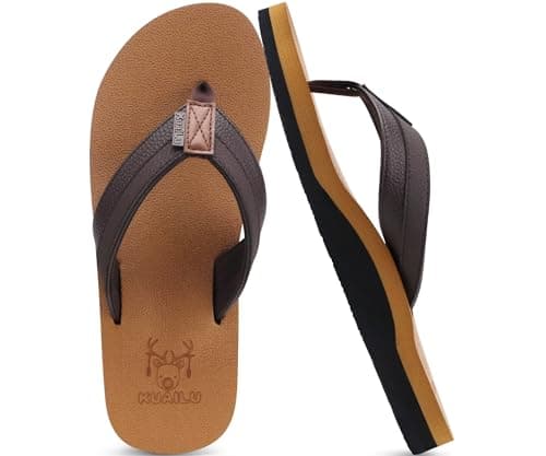 KuaiLu Men's Yoga Mat Flip Flops with Arch Support Cushion Comfort