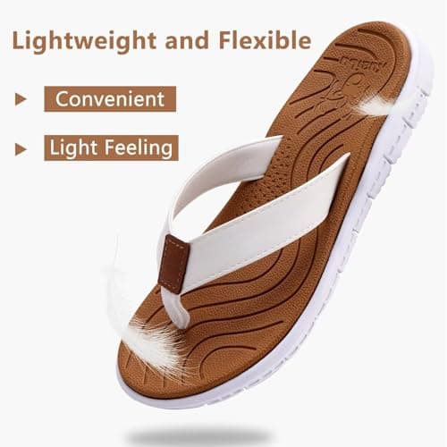 KuaiLu Women's Casual Comfortable Cushion Flip Flops with Arch Support