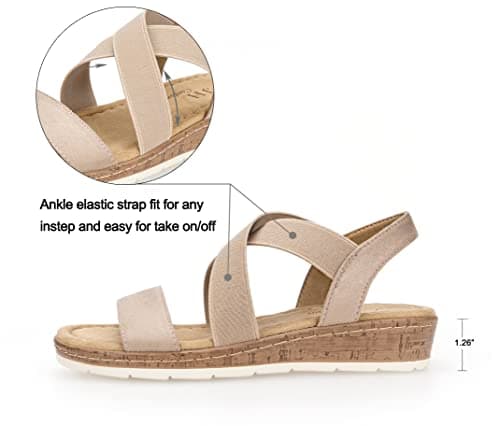 VJHComfort Women's Slip-On Elastic Ankle Strap Slingback Sandals