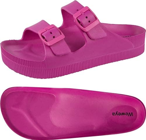 Weweya Women's Arch Support Platform Sandals with Adjustable Buckle