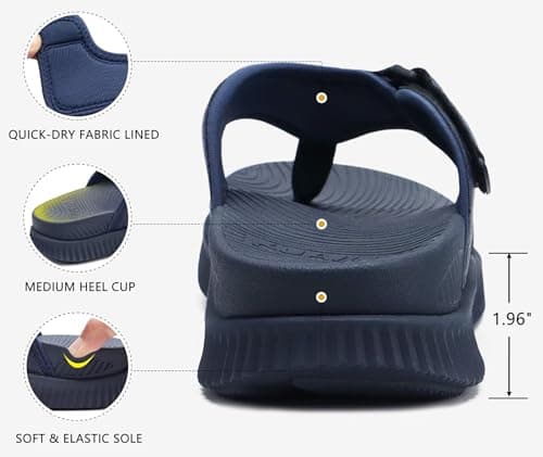KuaiLu Men's Water Resistant Orthotic Flip Flops with Arch Support