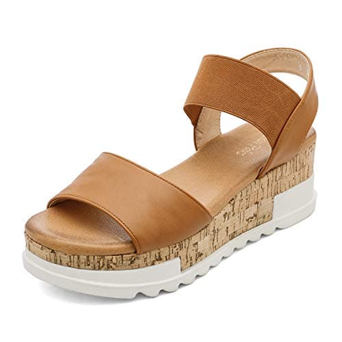 Dream Pairs Women's Open Toe Ankle Strap Casual Flatform Sandals