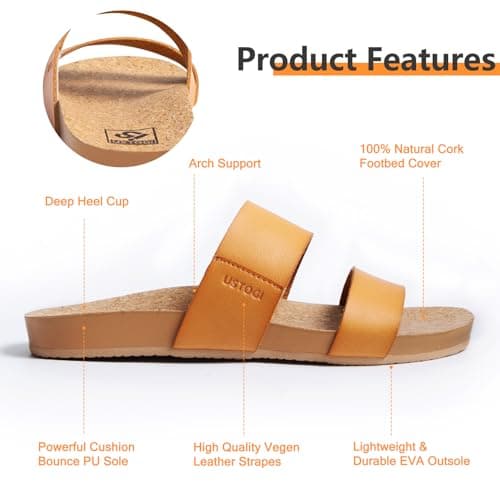 Ustogi Women's Arch Support Sandals - Cushioned & Adjustable Comfort