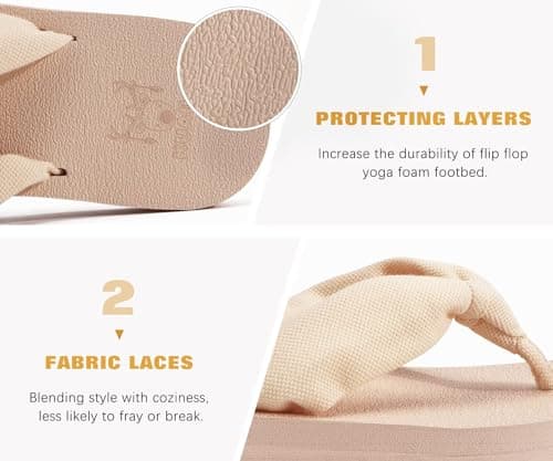 KuaiLu Comfortable Arch Support Flip Flops for Women Yoga and Beach Walking