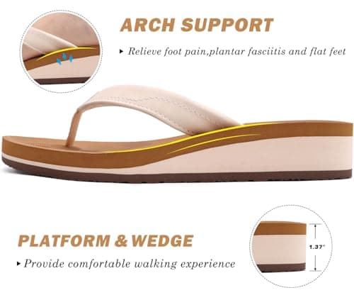 Comfortable COFACE Arch Support Thong Sandals for Women Beach and Indoor-Outdoor