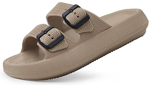 Weweya Adjustable Double Buckle Slides - EVA Flat Sandals for Men and Women