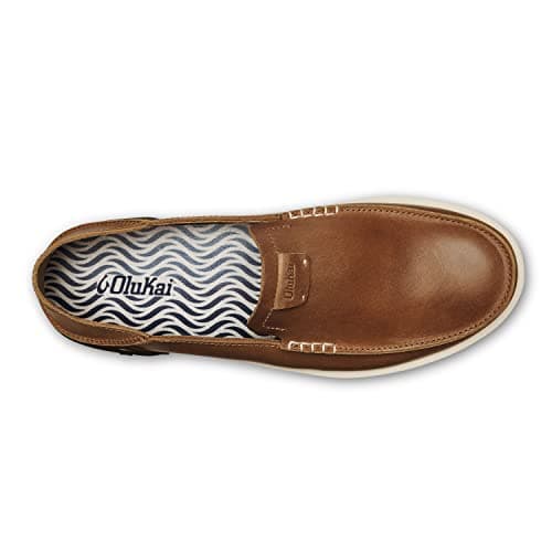OLUKAI Kakaha Men's Slip-On Leather Sneakers with Gel Insert & Wet Grip Rubber