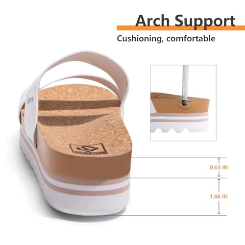Ustogi Arch Support Flatform Sandals for Women Summer Cushioned Beach Slides