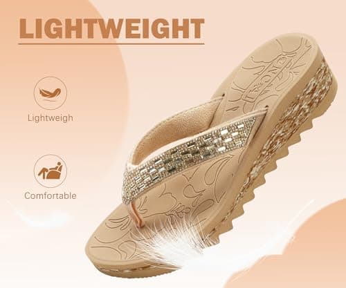 ONCAI Women's Rhinestone Flip Flops for Summer Comfort and Style