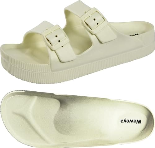 Weweya Women's Arch Support Platform Sandals with Adjustable Buckle