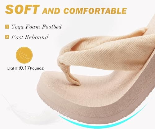 KuaiLu Comfortable Arch Support Flip Flops for Women Yoga and Beach Walking