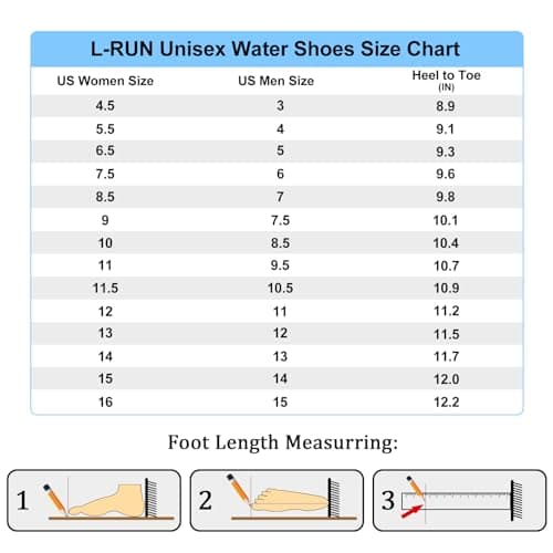 L-RUN Barefoot Water Shoes for Women & Men Aqua Sock Hiking & Swimming